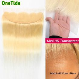 Spitzenperücken 13x4 Hd Transparent Swiss Frontal 613 Blonde gerade peruanische Remy menschliches Haar 12 16 Zoll 230314