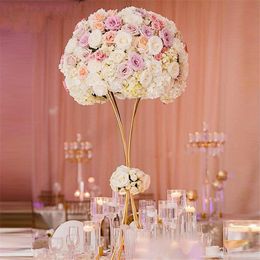 New Flower Vases Gold Flower Stands Metal Road Lead Wedding Centrepiece For Event Party Decoration