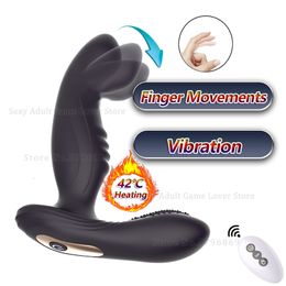 Vibrators Male Prostate Massager Tickle Anal Vibrator Butt Plug Heating Vibration Finger Pull GSpot Stimulation Adult 18 Sex Toys For Men 230314