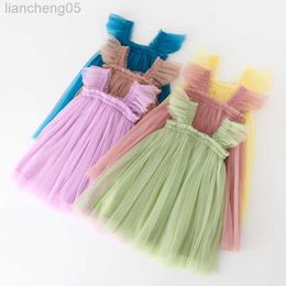 Girl's Dresses Summer Dress Cute Sleeveless Strap Tulle Baby Girl Dress First Birthday Girl Party Princess Dresses Baby Girl Clothes 12M-6T W0314