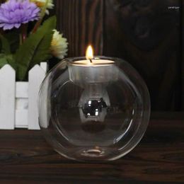 Candle Holders European Round Glass Holder Decorative Candlestick Ornaments Dining Table Home Wedding Bar Party Decoration