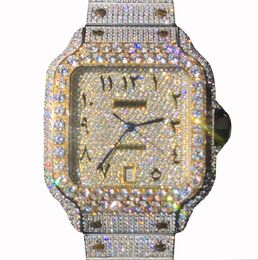 watch wristwatches Popular Men's Iced Diamonds bust down Watches Big zircon Bezel Watch Silver Diamond Face Full Diamond Strap Automatic Mechanical Wristwatch