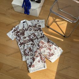 xinxinbuy Men designer Tee t shirt 23ss Floral letter print sets short sleeve cotton women Black White Gray green S-2XL