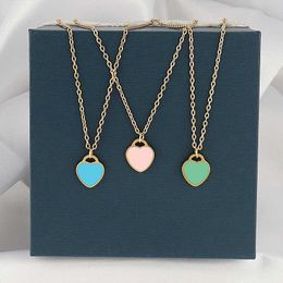 Pendant Necklaces Colour Heart Necklace Stainless Steel Necklace For Women Geometric Flower Star Moon Necklace Smiley Chain Necklace Jewellery Z0314