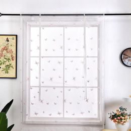 Curtain Butterfly Embroidery Easy To Instal Cover Light 1 Piece Sheer Roman Rod Pocket Exquisite Shades Household Supp