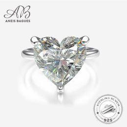 Solitaire Ring Aneis Bagues Sparkling 9 Carats Heartshaped Created Moissanite Wedding Rings For Women 925 Sterling Silver Fine Jewelry Gift Z0313
