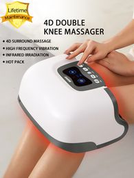 Leg Massagers 4D Double Knee Massager Infrared Heating Massage High Frequency Vibration Magnetic Effect Therapy Instrument 230314