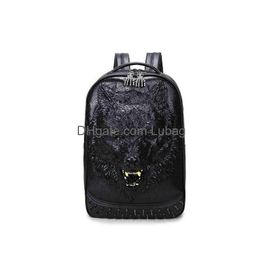 Backpack Computer Design Mens Personality 3D Wolf Head Bag Drop Delivery Bags Lage Accessories Sport Outdoor Dhd74