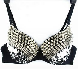 Stage Wear Sexy Women Rivets Scales Rhinestones Belly Dancing Bra Sequined DJ Dance Clothing Party Night Clubwear Female Pole