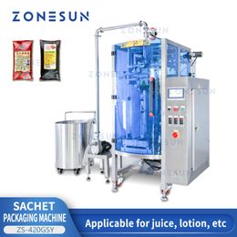 ZONESUN Liquid Packaging Machine Sachet Honey Chilli Pasta Sauce Peanut Butter Packet Feeding Pump ZS-420GSY