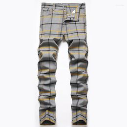 Men's Pants 2023 Mens Chino Inch Size Business Straight Plaid Slim Fit Leisure Trousers Spring Casual England Style Cargo