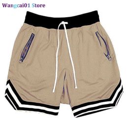 wangcai01 Men's Shorts Men's Mesh Sports Track Shorts Summer basketball Fitness Running Breathab Short Pants Loose Musc Training bermuda masculina 0315H23