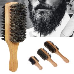 Men Boar Bristle Hair Brush - Natural Wooden Wave Brush for Male, Styling Beard Hairbrush for Short,Long,Thick,Curly,Wavy Hair