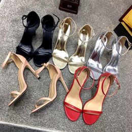 2023High Heel Sandals Women Stiletto Heel Shoe Black Slip-On Female Weding Party Sandals Rivet With Cutout Vamp Sandal