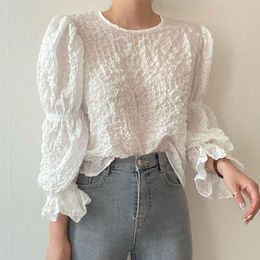 Women's Blouses & Shirts Vintage Folds Design Long Sleeve Blouse Women Spring Autumn 2023 Office Lady Woman Shirt French Style Chic Elegant