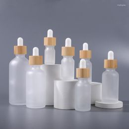 Storage Bottles 5ml-100ml Dropper Bottle Bamboo Wood Lid Brown Glass Separate Transparent Mask Skin Care Essence Oil