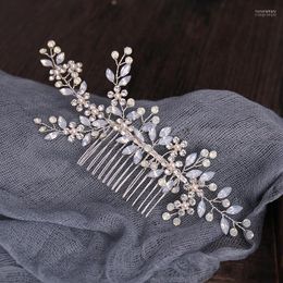 Hair Clips & Barrettes Fashion Design Silver Colour Gold Tiaras Combs Milk Crystal Rhinestone Headpiece Flower Bridal Wedding Accessories Hon