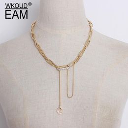 Chains 2023 Spring Summer Temperament Rhinestone Metal Chain Split Joint Personality Women Necklace Fashion All-match J