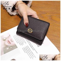 Coin Purses 2021 Wallet Womens Short Leather Folding Fashion Simple Three Fold Mtifunctional Clip Buckle Drop Delivery Bags Lage Acc Dhwbl