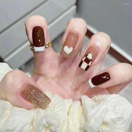 False Nails 1 Set Nail Tips Exquisite DIY Chocolate Colour Reusable Long Lasting Patches Art