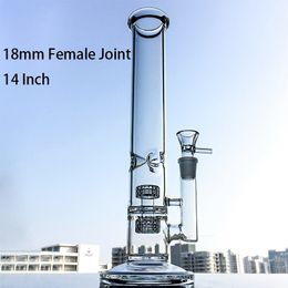 WP296 18mm Female Joint Hookahs Ice pinch Glass Bongs 14 Inch Oil Dab Rigs Stereo Matrix Perc 5mm Thickness Water Pipes For Thick Oil