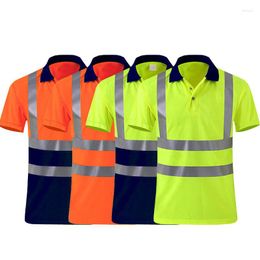 Мужские рубашки ночная работа с отражающей безопасностью поло в рубашке для быстро сухой футболки с короткими рукавами защитная одежда для строительной одежды
