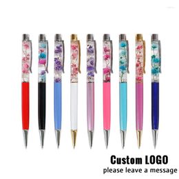 Luxury Crystal Gel Pen Cute Flow Foil Metal Pens Kawaii Flower Creative Free LOGO Writing Statonery Special Letter Customise