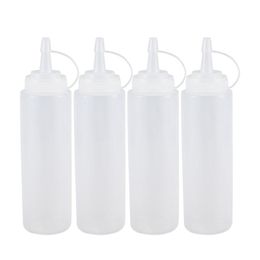 Storage Bottles & Jars 4X Clear White Plastic Squeeze Sauce Ketchup Cruet Oil 8oZ