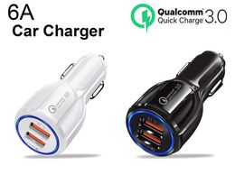 QC3.0 6A Car Charger Adapter Dual Usb Ports Fast Charger Quick Car Charge Power for iPhone 13 12 11 pro max 7 8 MacBook universal 12 LL