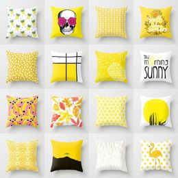 Pillow 45 45cm Pineapple Line Cover Red Leaf Pillowcase Yellow Car Back Covers For Living Room Case