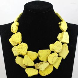 Choker Superior Yellow Chunky Statement Necklace Natural Stone Bold Party Jewellery 5 Colours TN143