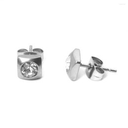 Stud Earrings DoreenBeads 304 Stainless Steel Ear Post Silver Color Round Clear Cubic Zirconia 4/6/8 Dia Concise Jewelry For Men