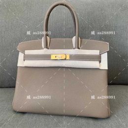 Family Handmade Platinum Pure Designer Bag Honeydew Thread Togo Calfskin Lychee Handbag Pure Handmade Womens