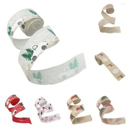 Party Decoration 5cm/1 Roll Cartoon Pattern Gifts Linen Ribbon Flexible Imitation Practical Xmas Decorative Gift Wrapping Ribbons For