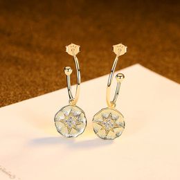 New Super Sparkling Star Zircon s925 Silver Dangle Earrings Luxury 18k Gold Plated Sexy Earrings Fashion Charming Women Jewelry Gift