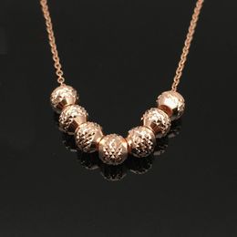 Chains Purple Gold Shiny Multi-bead Neckalce For Woman Simple 14K Rose Plated Pendant Chinese Style Party JewelryChains