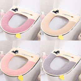 Toilet Seat Covers Cover With Handle Cartoon Dog Embroidery Universal Size Washable Bathroom Tool