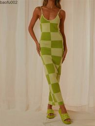 Casual Dresses wsevypo Retro Geometric Spaghetti Strap Long Dress Summer Elegant Women Party Vestidos Sleeveless Low-Cut Backless Sundress W0315