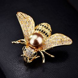 Design de marca famosa série de insetos broche feminino delicado broche de abelhinha cristal strass broche joias presentes para menina