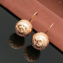 Stud Earrings Russia 585 Purple Gold 14K Colour Plated Rose Luxury Car Flower Ball Ear Clip