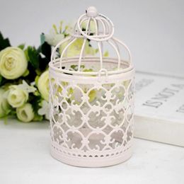 Candle Holders Retro European Style Bird Cage Hollow Hook Home Wedding Holder Decoration With Ornaments Cover Party F3b5
