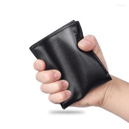 Wallets Men PU Leather Wallet Business Multi-Card Zipper Coin Purse Holder Two-fold Casual Short Solid