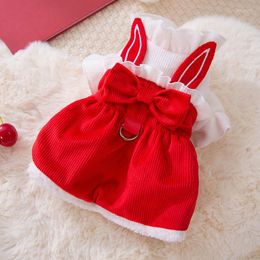 Dog Apparel Pet Sweet Princess Dress Autumn Winter Medium Small Clothes Cute Bowknot Harness Kitten Puppy Warm Skirt Yorkshire Poodle