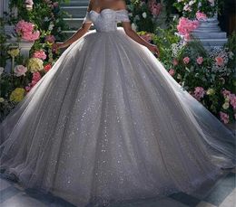 Quinceanera Dresses New Elegant Princess Sexy Silvery Sequins Ball Gown with Tulle Plus Size Sweet 16 Debutante Party Birthday Vestidos De 15 Anos 52