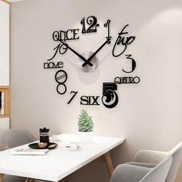 Wall Clocks MEISD Numbers DIY Silent Acrylic Large Decorative Clock Modern Design Living Room Watch Black Mirror Stickers Horloge