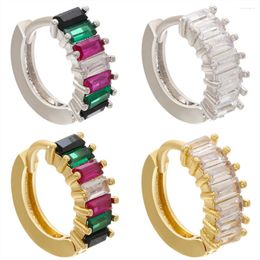 Hoop Earrings Coloured Glass Filled For Women Pave Artificial Gems Ring Piercing Brass Ear Jewellery Wedding Bridal Gift Girl Friend