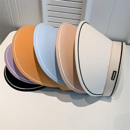 Solid Colour Golf Sun Cap For Women Big Brim Uv Sunscreen Visor Hat Female Summer Visor Sun Hat Wholesale