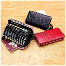 Coin Purses Organ Wallet Womens Long Large Capacity Leather Zipper Rfid Handbag Top Layer Cow Hand Holding Korean Version Drop Deliv Dhilv