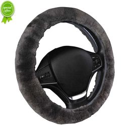 New Winter Warm Wool Steering Wheel Cover For 38cm Update Colour Grey Black Funda Volante Car Covers