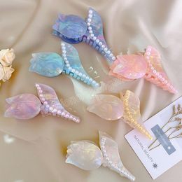 Korean Woman Large Acetate Rose Floral Leaf Hair Claw Crab Ladies Barrettes Hairgrip Girls Hair Clips Hairpins Headwear